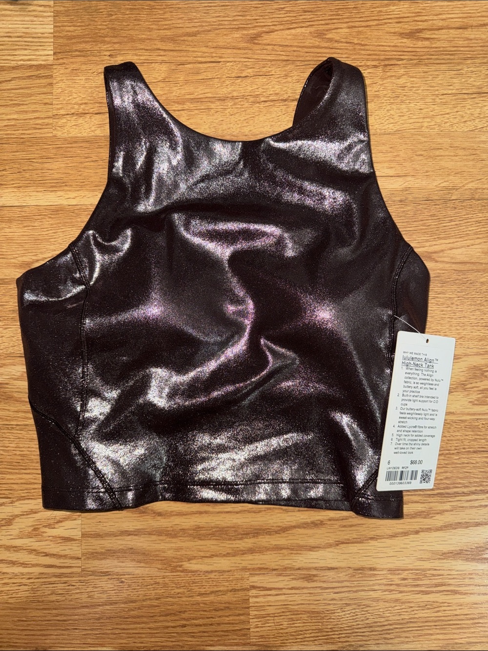 Lululemon Align Shimmer Crop Tank Top - Black with Purple Sheen